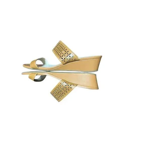 Cole Haan tan leather wedge sandal sz 9.5 - Picture 2 of 7